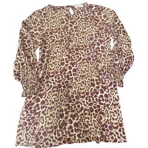 R2 Animal Print Long Sleeve Tunic Top Size M